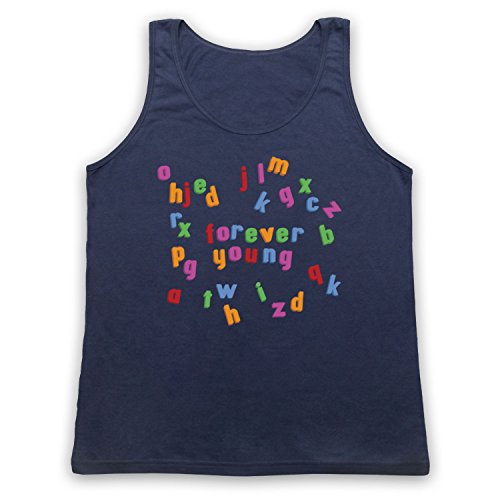My Icon Men's Forever Young Fridge Magnets Tank Top Vest, Navy Blue, XS