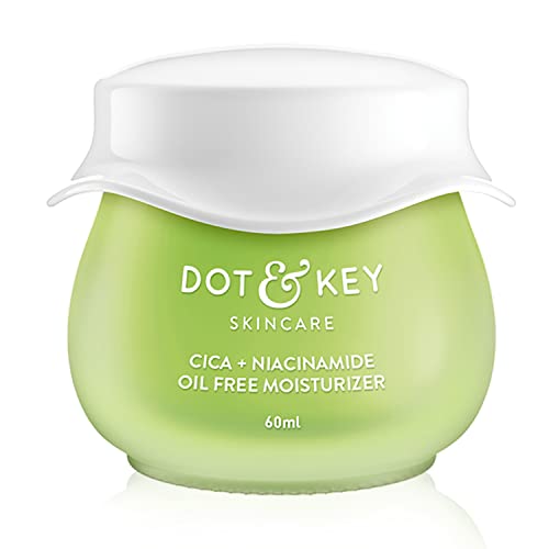 Dot & Key CICA + Niacinamide Oil-Free Face Moisturizer for Calm, Acne Free Hydrated Skin | Fades Acne Scars & Dark Spots, Soothes Redness & Irritation | For Oily, Acne Prone & Sensitive Skin | 60ml Jar