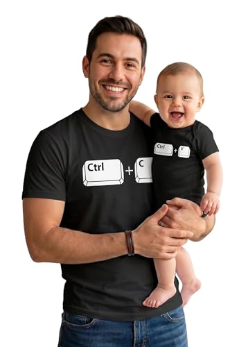 Image of Tstars Ctrl C Ctrl V Dad and Baby Matching Shirts - Funny Daddy and Me Outfit for Father's Day or Family Photos