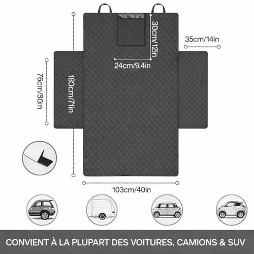 Housse de coffre pour chien noir : couverture de protection imperméable