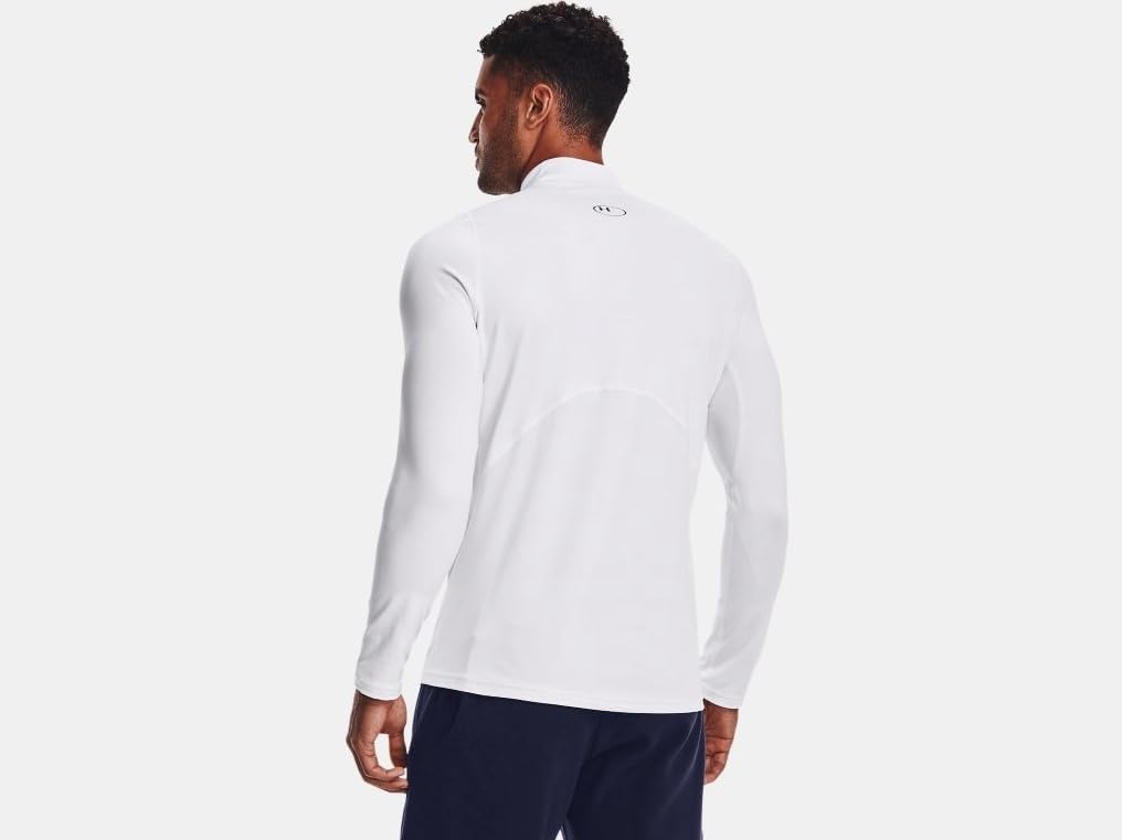 Under Armour ColdGear Armour Mens Fitted Mock Long Sleeve Shirt MT White-Black Medium Tall