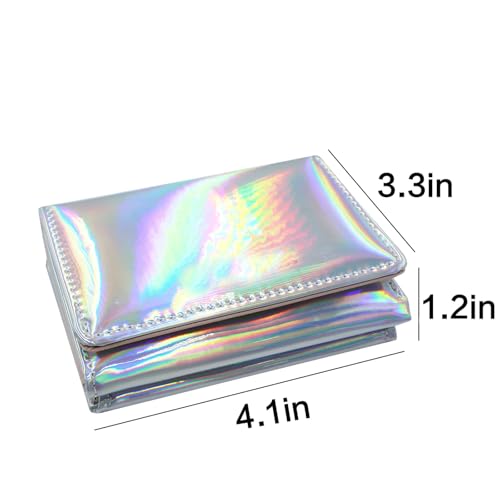 Fashion Women Trifold Wallet Shiny Holographic Ladies Girls Purese Clutch Coin Pocket Card Holder Organizer3