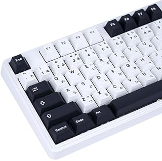 GEKUCAP 129 Keys, Minimalist Black and White Japenese Keycaps Cherry Profile PBT Dye-Sub Keyboard Keycaps Set Fit for 61/64/68/84 Cherry Mx Switches ISO ANSI Layout Mechanical Keyboard
