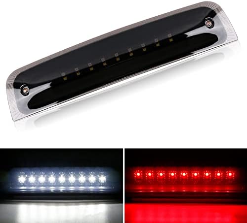 SUPAREE Ram 1500 LED 3rd Brake Light Tail Rear High Mount Lamp for 2009-2017 Dodge Ram 1500 2010-2017 Dodge Ram 2500 3500 Red & White Light with Smoke Lens Black Housing - Waterproof