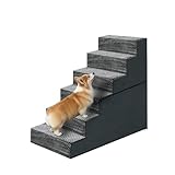 28' H Dog Stairs for Small and Medium Dogs 6-Step Ramps for High Beds and Couch Non-Slip Extra Wide Pet Stairs for Old Dogs and Puppy and Cat - Stable & Durable with Machine Washable Cover Indoor