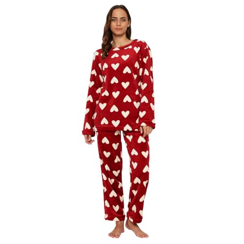 Image of CAMEY Women's Printed Full Sleeve Round Neck /V-Neck Top and Pajama Pants with Pockets