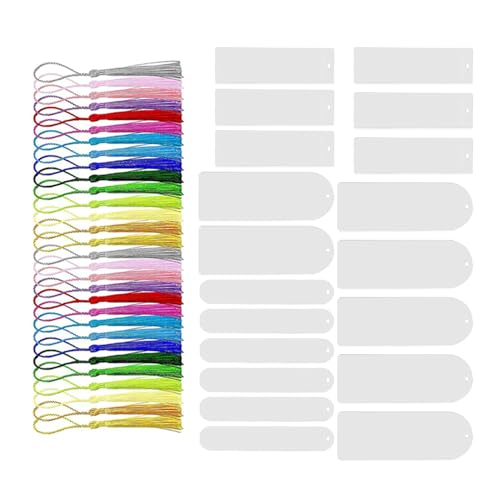 Marque-pages vierges en acrylique Healvian avec pompons pour projets DIY créatifs
