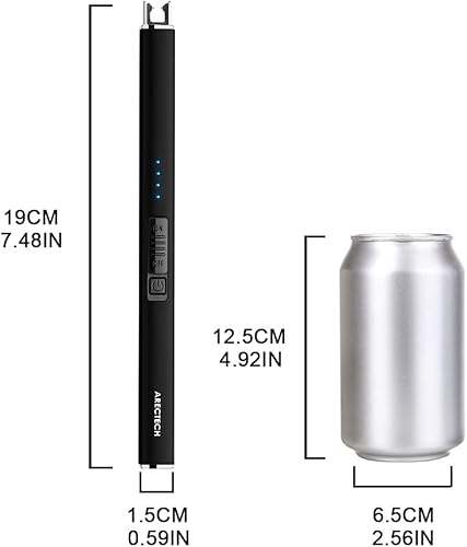 Miniatura 4 de ARECTECH Encendedor de velas eléctrico con cable tipo C, regalo de cumpleaños para hombres, mujeres, esposa, encendedores de arco de plasma Negro