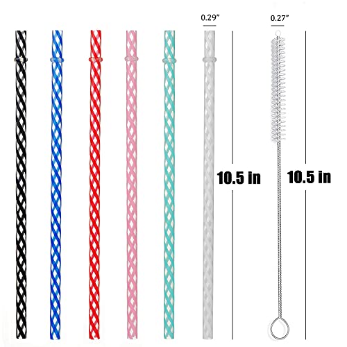 Alink 55-Pack Reusable Hard Plastic Straws, 10.5 In Long Colored Replacement Tumbler Straws With Cleaning Brush #TOP1
