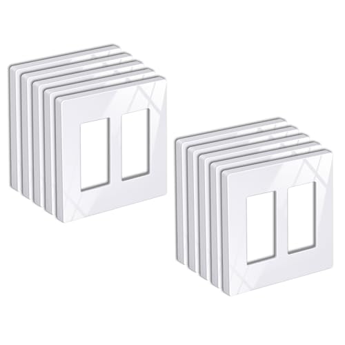 BESTTEN 10 Pack 2-Gang Screwless Decorative Wall Plate, USWP6 Snow White Series, Decorator Outlet Cover, H4.69” x W4.73”, for Light Switch, Dimmer, GFCI, USB Receptacle