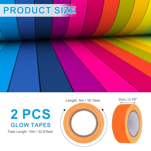 Image of PATIKIL Neon Gaffer Cloth Tape, 0.8 Inch x 32.8 Feet Colored Cotton Glow Tape Markers Fluorescent Blacklight Glow in The Dark Reflect Tape Stickers for Party Decorations, Orange
