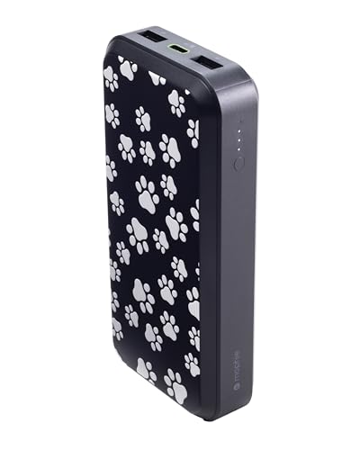 Mophie powerstation prime20 - Ultra-Compact Portable Power Bank with 20,000mAh Internal Battery, 18W USB-C PD Fast Charging, 3-Device Simultaneous Charging, Dog Paws