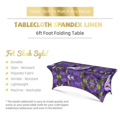 Housse de table rectangulaire extensible élasthanne lavande 1,8m EdWal - 6