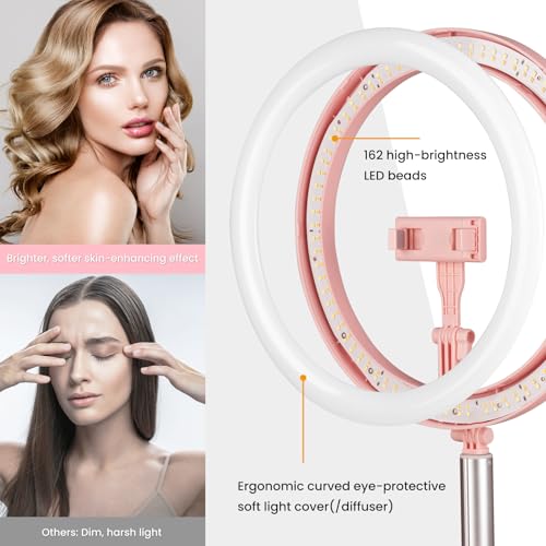 TARION Anillo de luz con Soporte: Anillo de luz LED de Escritorio de 11.8 Pulgadas con Soporte para teléfono, Anillo de iluminación Plegable para Selfie, Foto, videoconferencia, Maquillaje, - imagen 3