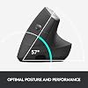 Logitech MX Vertical Mouse Inalámbrico Ergonómico - Grafito | Reduce la tensión muscular, mueve contenido entre 3 computadoras Windows y Apple, recargable 6