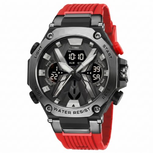 Image of Shocknshop Analog Digital Sports Rubber Stylish Multifunctional Electronic LED Black Dial and Band Wrist Watch for Men Boys | Dual Display Chronograph, Alarm, Backlight, Stopwatch -WCH403