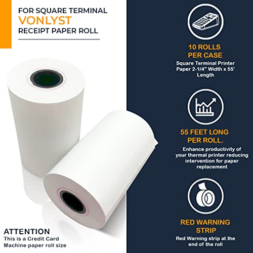 Vonlyst Receipt Paper Roll for Square Terminal Credit Card Machine (10 rolls) - Thumbnail 4