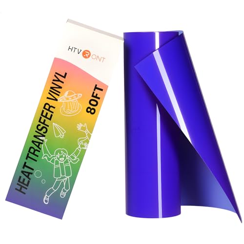Image of HTVRONT Heat Transfer Vinyl Roll - 12 inch x 80ft Royal Blue HTV Vinyl for T Shirts, Blue Iron on Vinyl Compatible with Cricut Cutting Machine, Easy to Cut & Weed for Craft Design (Royal Blue)
