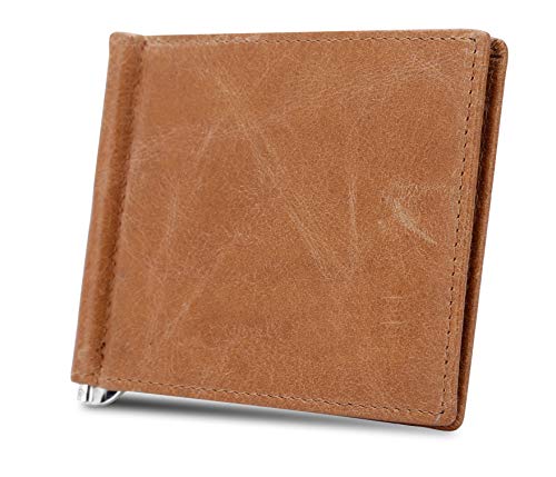 cadorabo Portefeuille de Cuir en Brun – Portemonnaie Très Fin de Cuir Véritable avec 6 Compartiments pour Cartes et Pince Billets – Bourse Porte Feuille...