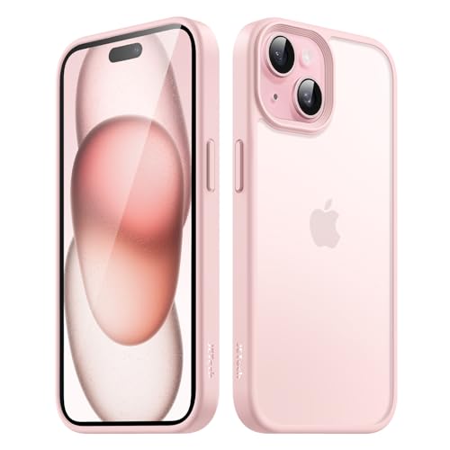 Image of JETech Matte Cover Case for iPhone 15 6.1-Inch, Shockproof Case Military Grade Drop Protection, Frosted Translucent Back Phone Cover, Anti-Fingerprint (Pink)