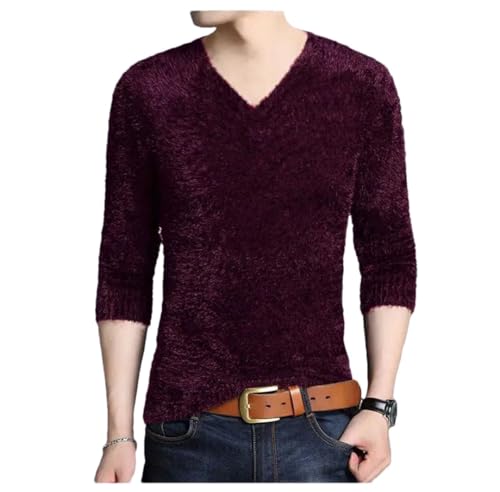 Men's V Neck Jumper Streetwear Long Sleeve Plain Clothing Tops