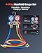 VEVOR AC Manifold Gauge Set for R22 R404A R410A R12 Refrigerants, 4 Way AC Gauges with 5 ft Hoses for Automotive & Household Air Conditioning Maintenance, Evacuation Vacuuming Charging and Recovery