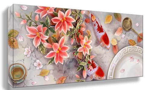 Diamond Painting style japonais Poisson 5D DIY grand format 50x100cm pour adulte