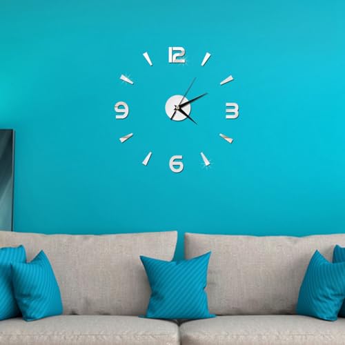 Akozon Etiqueta Engomada Moderna del Reloj de Pared del Espejo de Acrílico Rojo para la Decoración del Hogar y la Oficina - Fácil Instalación de Bricolaje, Diseños Elegantes para Superficies Lisas,