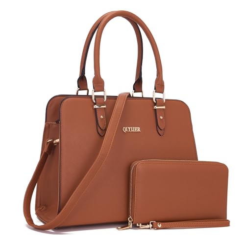 Image of Qiyuer Satchel Purses For Women Handbag And Wallet Set Tote Bag | Premium Vegan Leather,Matching Wallet,RFID Blocking,Work,Casual