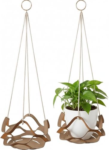 Cabilock Hanging Planters PU Leather 2Pcs Flower Pot Holder Modern