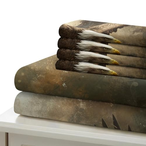 Ensemble de literie 3D imprimé aigle en microfibre super douce pour lit super king