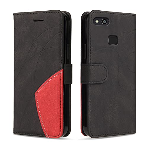 KKEIKO Cover Compatibile con Huawei P10 Lite/Nova Lite, Antiurto Custodia in PU Pelle, Magnetico Protettiva Cover a Libro per Huawei P10 Lite/Nova Lite, Nero