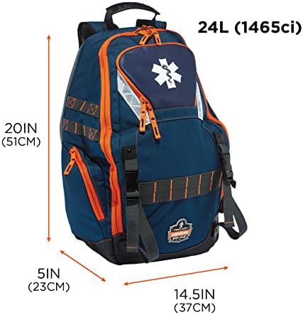 Ergodyne Arsenal 5244 Responder Backpack, with Class A First Aid Kit Supplies Included, Orange