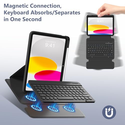 Image of besky Keyboard Case for iPad A16 11th /10th Gen 11 /10.9 Inch, 360 Rotatable | Detachable Keyboard with Magnetic Cover & Pencil Holder, Compatible with iPad 11 2025 and iPad 10 2022, Black