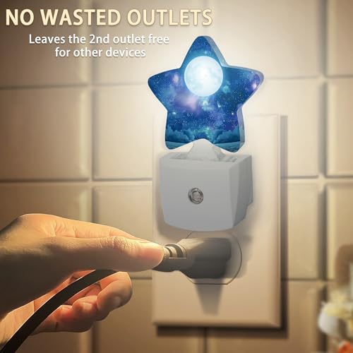 Image of Groovy Nebula Moon Night Lights Plug into Wall with Dusk to Dawn Sensor,Lamp for Bedroom Bathroom Hallway Nightlight for Women Girls