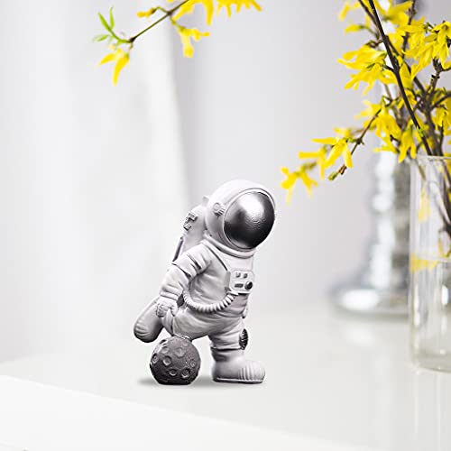 Homozy Astronauti Em Miniatura Ornamento Escultura Presentes De Decorativo, Silver Kick Ball Tamanho