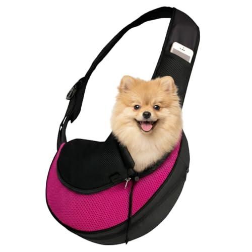Bolsa Canguru Pet Mochila Transporte Cães Cachorro Gato Gatos Pequeno Porte Tamanho S até 3 kg Frontal Sling Ombro Confortável Seguro Ventilação Panorâmica Visão Ar Livre Passeio Viagem (Pink)