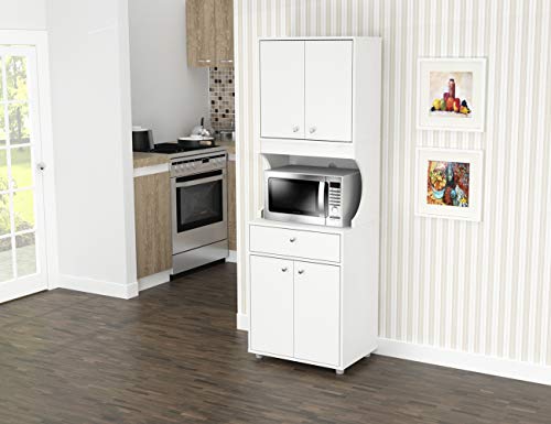 Inval Galley Kitchen/Microwave 1-Drawer/4-Door Storage Cabinet with Open Space White