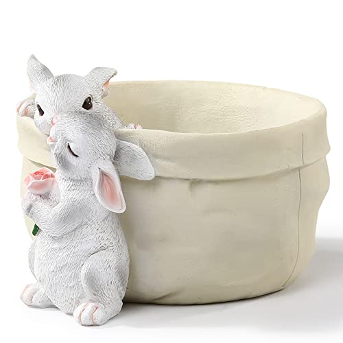 Wondhome Rabbit Flower Pot Succulent Planter Garden Pots, Decorative Flower Pot,Animal Shaped Cartoon Planter Pots,Art Decorations（Flower With Drainage Hole） #TOP7