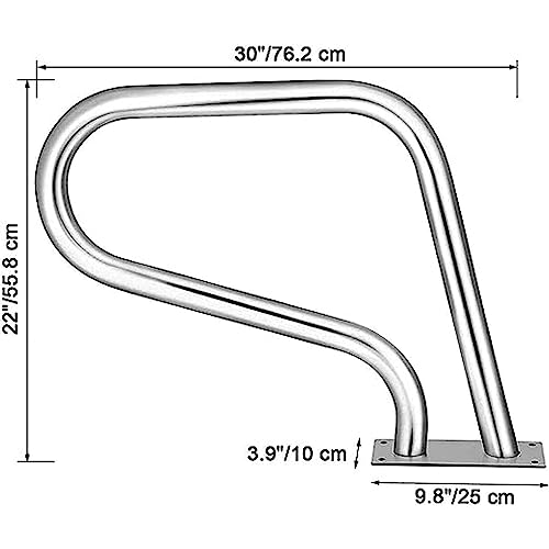 Pasamanos para piscina de acero inoxidable, 3 curvas, completo miniatura 3