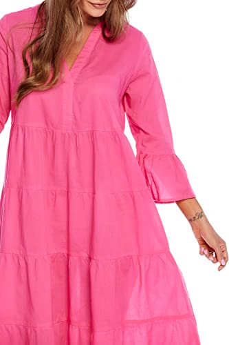 Mud Pie Womens Portland Midi Dress With 3/4 Sleeves, Pink, Medium #TOP3