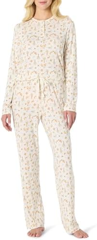 Amazon Essentials x Sofia Grainge Damen Langärmeliges Henley-Pyjama-Set