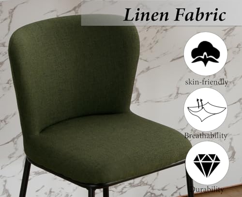 Miniatura 4 de Ya-Home Juego De 2 Taburetes Altas De Cocina Moderno De Lino Con Respaldo Cómodo,Sillas Altos De Bar Sin Brazos Taburetes De Bar Sencillo Para Hogar Restaurante,Verde