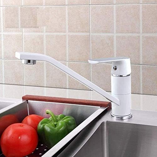 Kitchen Taps White Fashion Style Multi-Color Bathroom Basin Faucet Cold and Hot Water Sink Mixer 360 Rotation