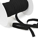 5 Yards of LYRA 17 Picot-Edge Plush Lingerie Elastic, Jet Black, Made in Italy