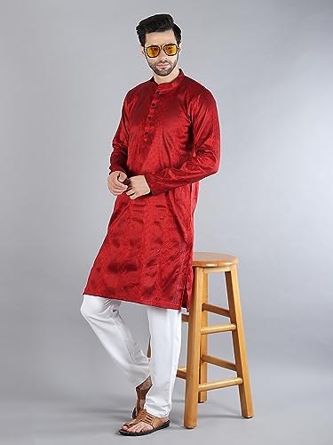 Image of Uri and MacKenzie Embroidery Silk Men's Kurta Pyjama Set