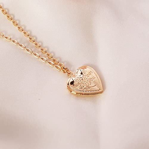 Shonde Locket Necklace For Pictures Women Girls Photo Lockets Necklaces Birthday Anniversary Jewellery Love You Gift (Golden) #TOP2