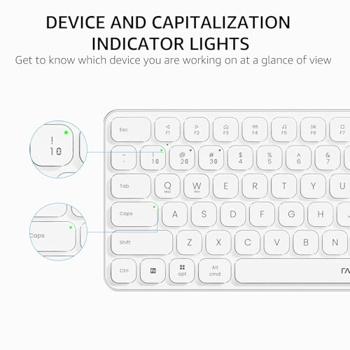Image of RAPOO E9050L Bluetooth Wireless Multi-Device Keyboard(4 Devices), Rechargeable, Led Indicators, Ultra-Thin, Ergonomic, Compatible with Windows, iOS, Android, Tab, Smartphones -White, 3-Year Warranty