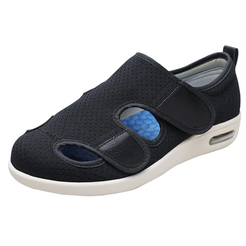 Zapatos diabéticos para Hombre,Zapatos para Caminar Suaves y Flexibles Zapatos Pies Hinchados Artritis Edema Zapatos Hinchados.Black,42