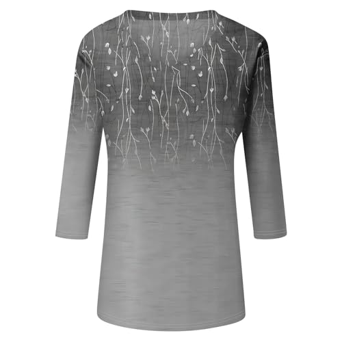 Women 3/4 Sleeve Tops and Blouses Summer V Neck Shirts Classy Printed Slim Fitted Casual Tunic Cowgirl Outfits3